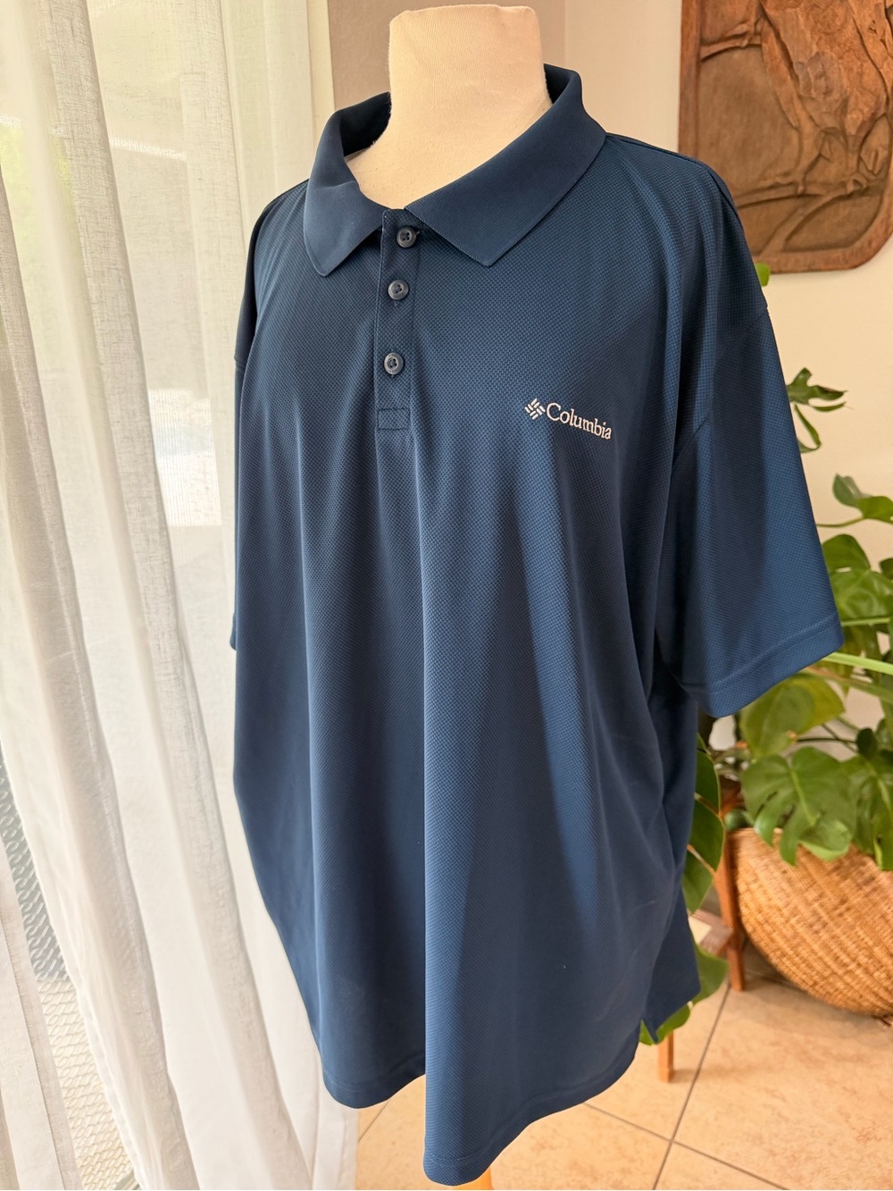 Columbia Omni-Wick Polo Shirt XXL Blue Performance Golf Casual